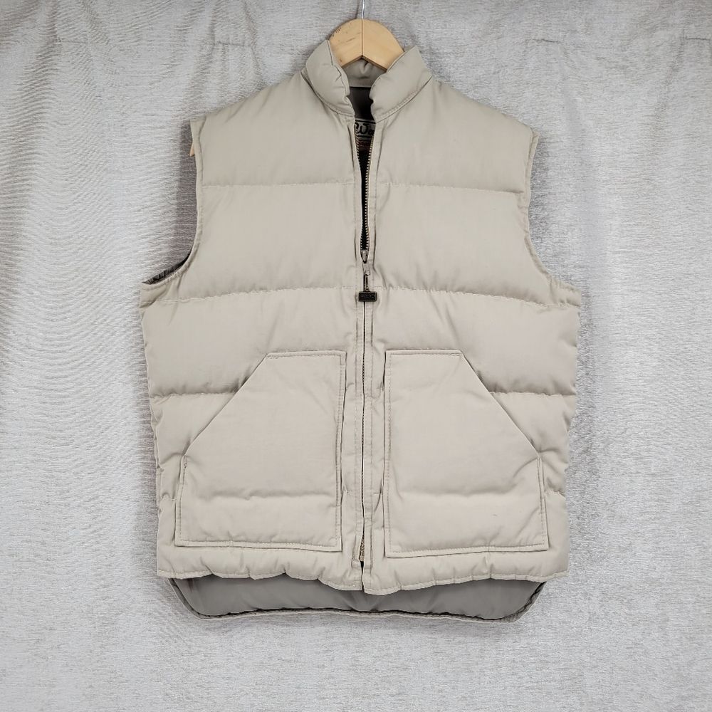 Walls Vintage Blizzard Pruf USA Beige Goose Down Vest Size Quilted Puffer